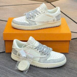 Louis Vuitton x Nike Air Jordan 1 Low Frost White Monogram Edition (Custom)